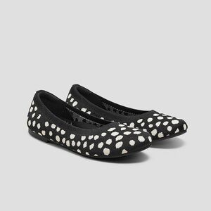 NEW VIVAIA Round-Toe Ballet Flats (Claire) Black Ivory Dots size 10.5